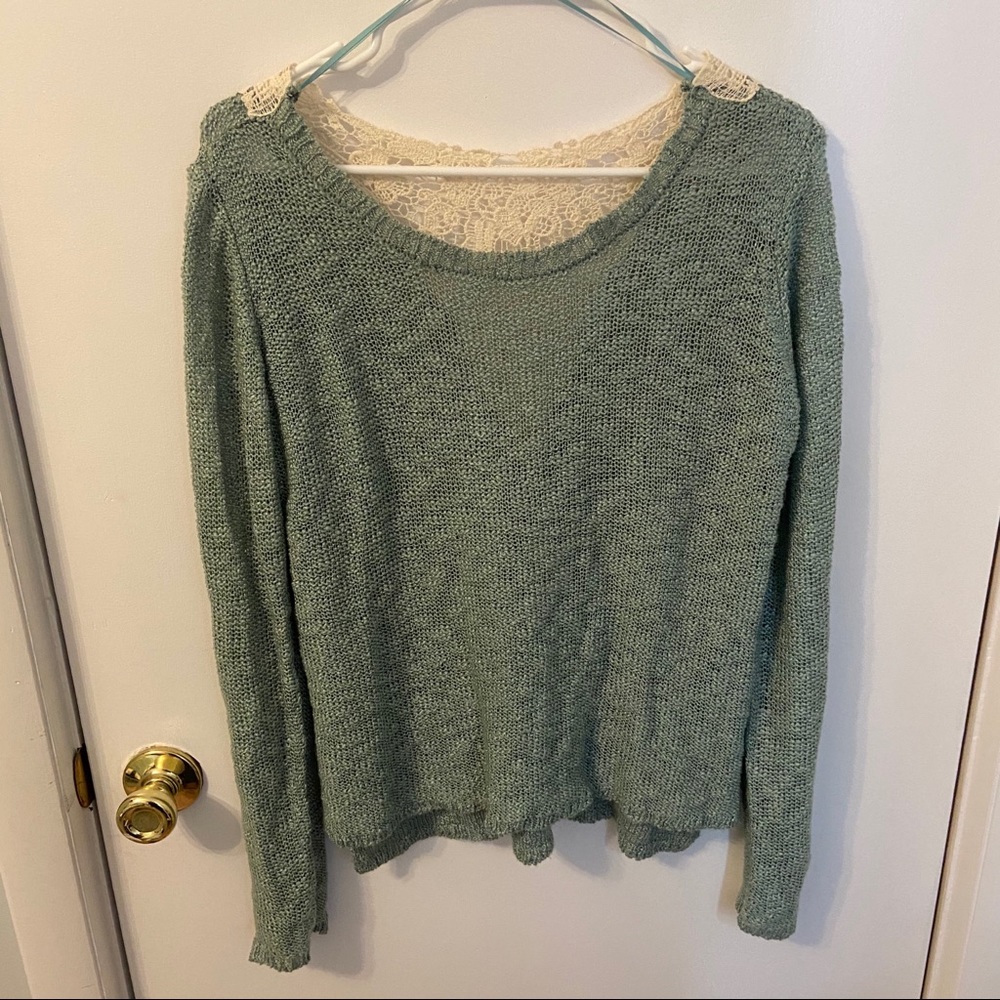 Green Laceback Sweater